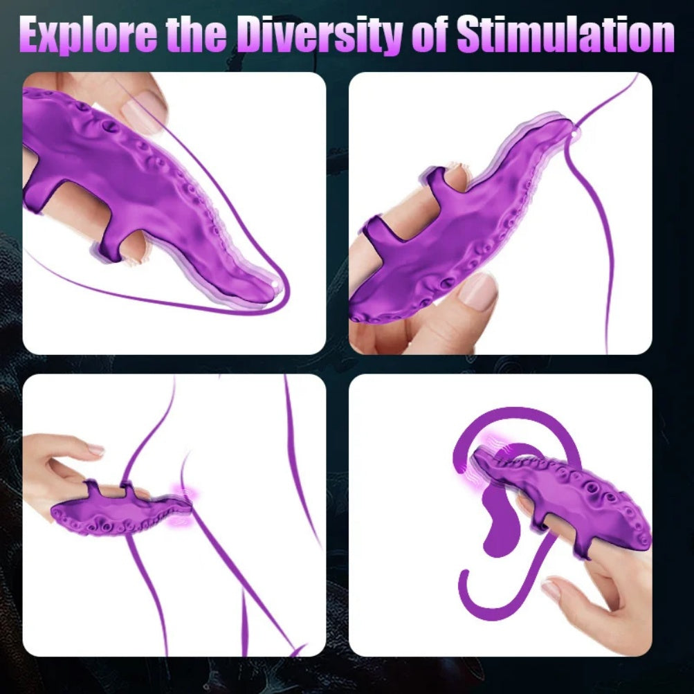Purple Silicone Octopus Tentacle Finger Vibrator – Wearable G-Spot Stimulator for Precise Pleasure