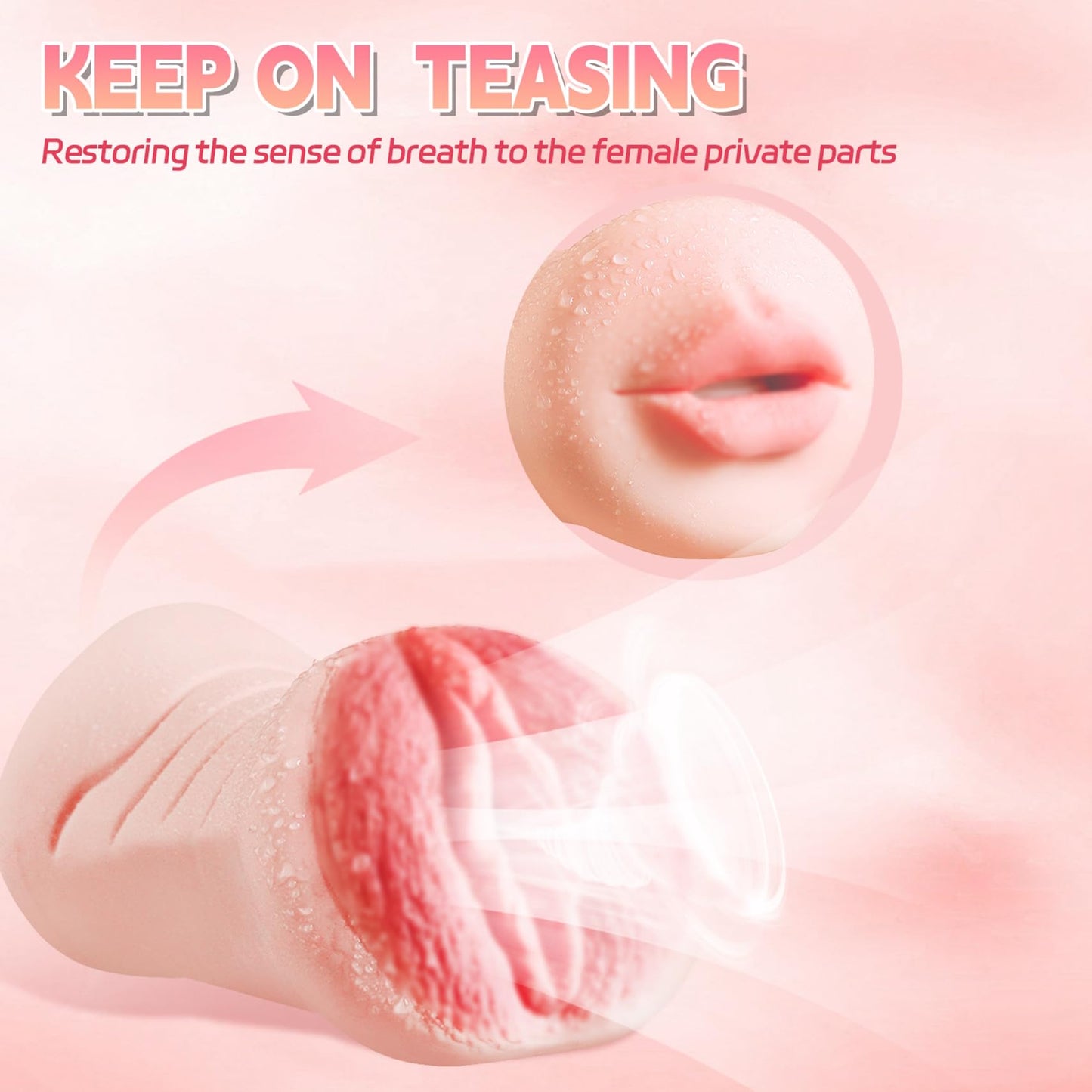 Realistic Pocket Pussy Male Masturbator - 2-in-1 Big Labia Vaginal Sex Oral Sucking Penis Massage