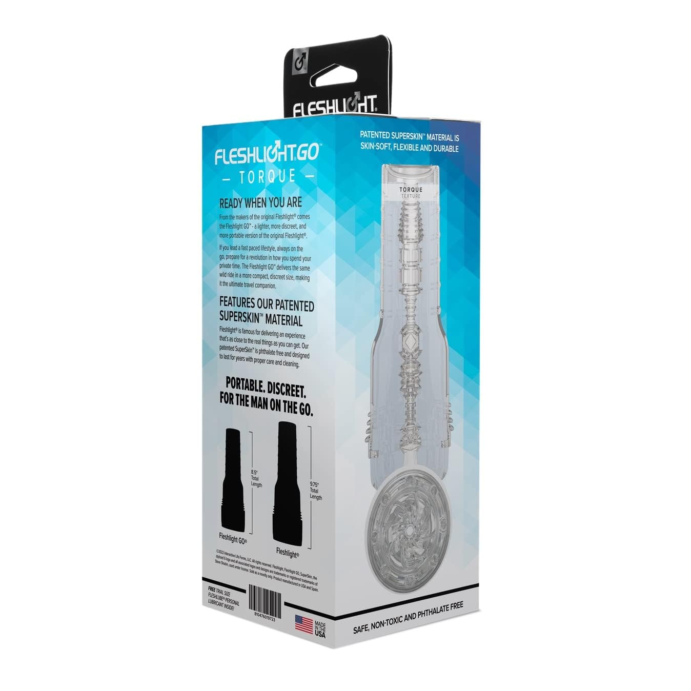 Fleshlight GO Torque - Pussy de poche compacte en gelée avec aspiration réglable - Masturbateur masculin de 8 pouces