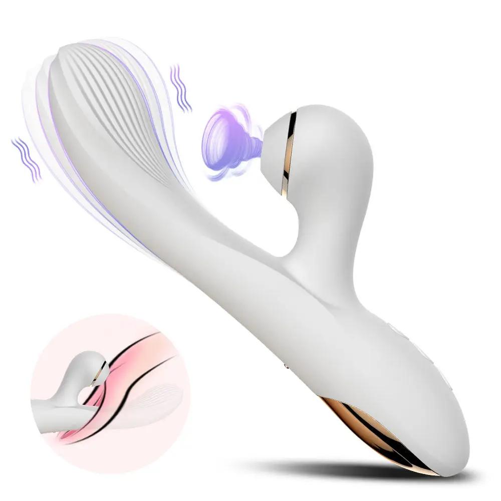 Domlust Sucking Vibrating Rabbit G-spot Vibrator- Dual Powerful Suction and Vibration Stimulation with Waved Texture Insertion