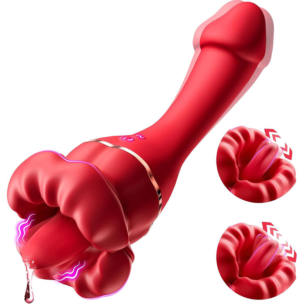 Großer Zungen-Klitorisstimulator, Analdildo, Rosenspielzeug – Doppelter Klitorisvibrator, G-Punkt, Prostatamassagegerät