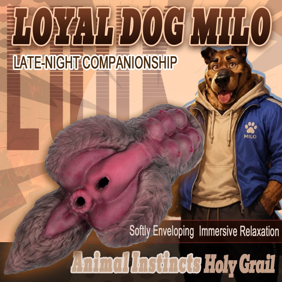 Loyal Dog Milo Dual-Channel Animal Pocket Pussy | Platinum Silicone Mini Sex Doll Stroker