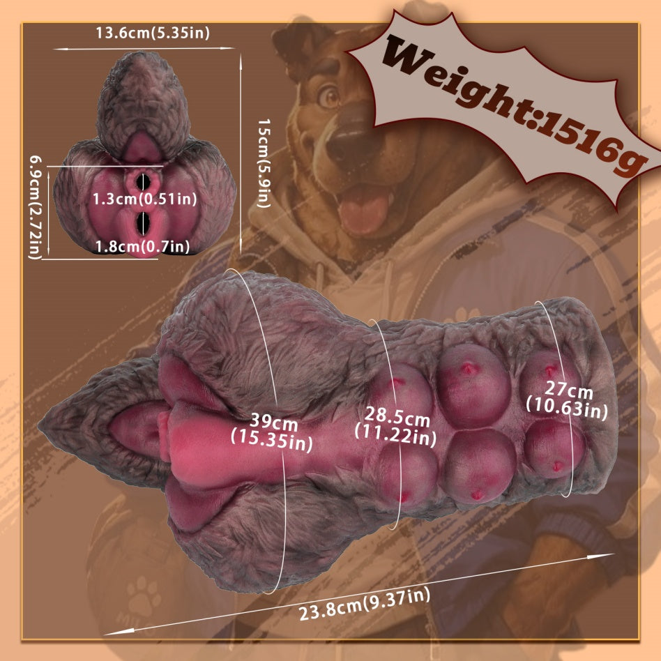 Loyal Dog Milo Dual-Channel Animal Pocket Pussy | Platinum Silicone Mini Sex Doll Stroker
