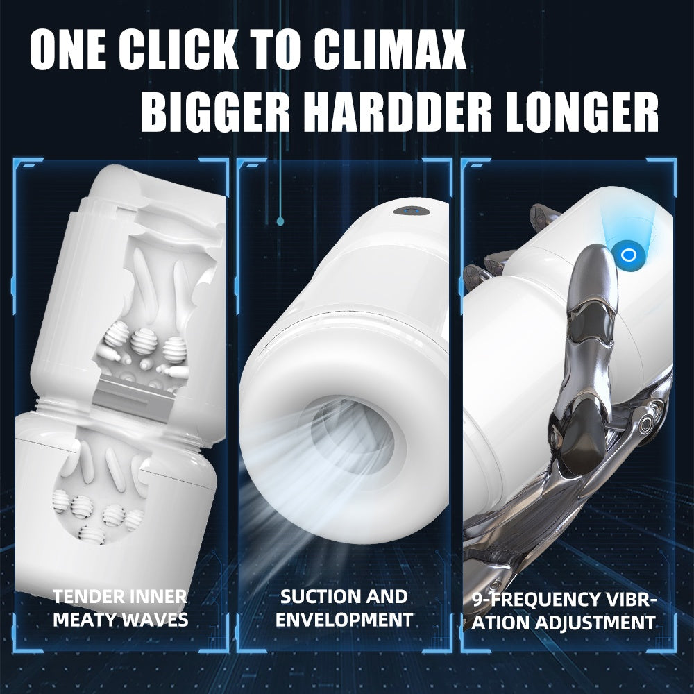 Suction Vibrating Penis Blowjob Device - Smart Waterproof Male Silicone Masturbation Cup