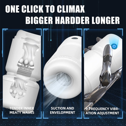Suction Vibrating Penis Blowjob Device - Smart Waterproof Male Silicone Masturbation Cup