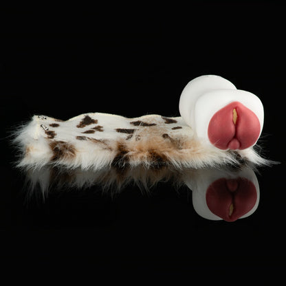 Dalmatian Fur Pocket Pussy – Removable Animal Fur Platinum Silicone Male Masturbator
