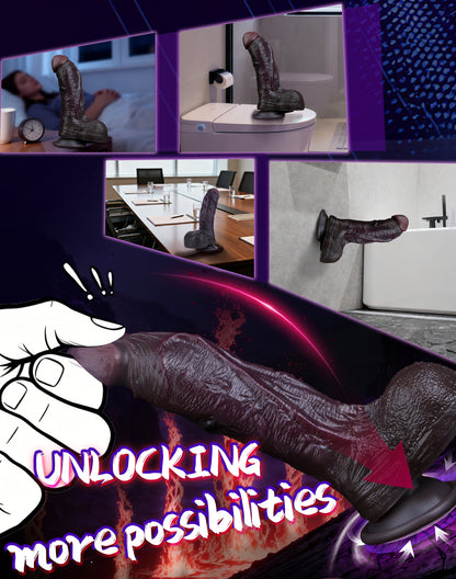 G-Spot Stimulating Black Silicone Dildo – Realistic Textured Orgasmic Massage Sex Toy for Women