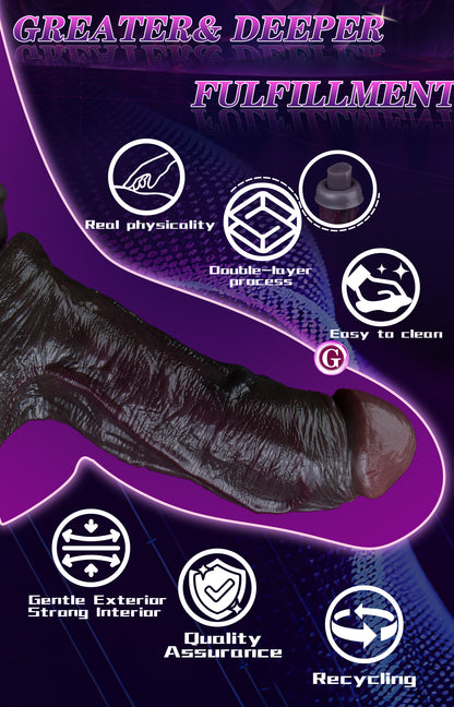 G-Spot Stimulating Black Silicone Dildo – Realistic Textured Orgasmic Massage Sex Toy for Women