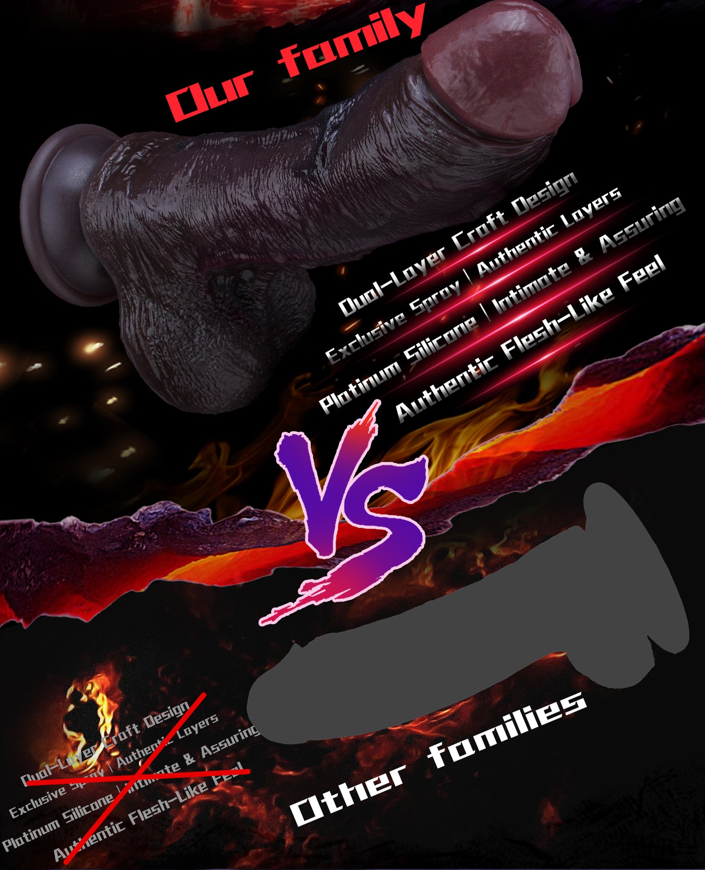 G-Spot Stimulating Black Silicone Dildo – Realistic Textured Orgasmic Massage Sex Toy for Women