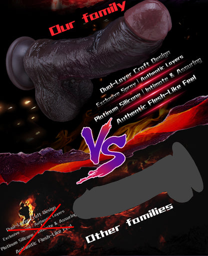 G-Spot Stimulating Black Silicone Dildo – Realistic Textured Orgasmic Massage Sex Toy for Women