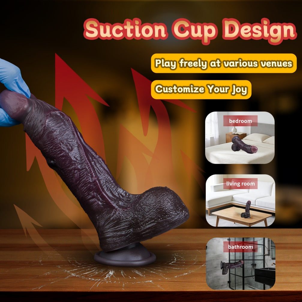 G-Spot Stimulating Black Silicone Dildo – Realistic Textured Orgasmic Massage Sex Toy for Women