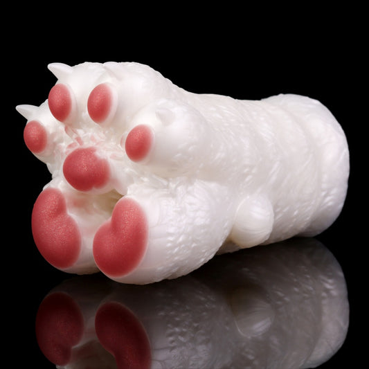 Fantasy Cat Paw Plush Silicone Pocket Pussy - Male Penis Massage Masturbation Toys