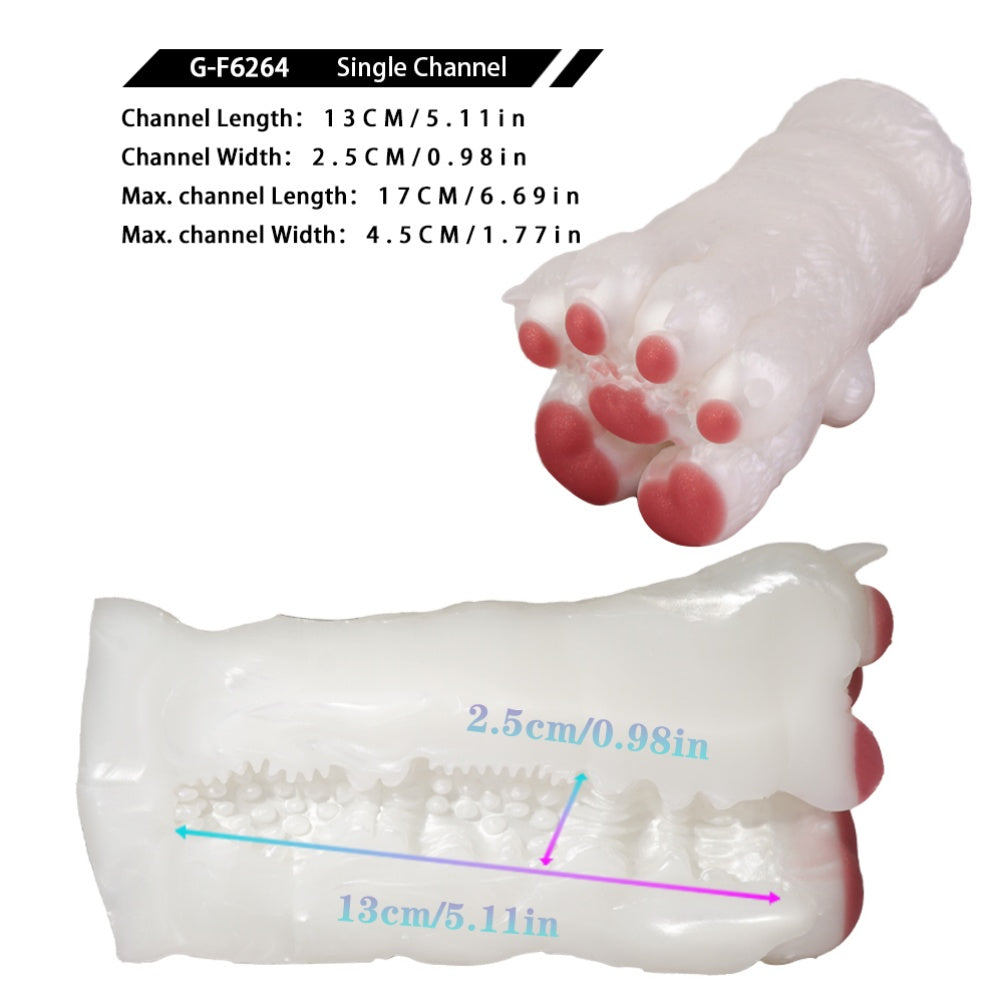 Fantasy Cat Paw Plush Silicone Pocket Pussy - Male Penis Massage Masturbation Toys