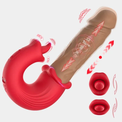 Fantasy Thrusting Vibrating Dildo - Clitoral Stimulating Magic Wand Massager