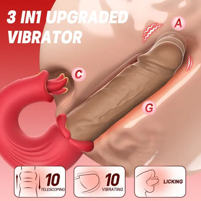 Fantasy Thrusting Vibrating Dildo - Clitoral Stimulating Magic Wand Massager