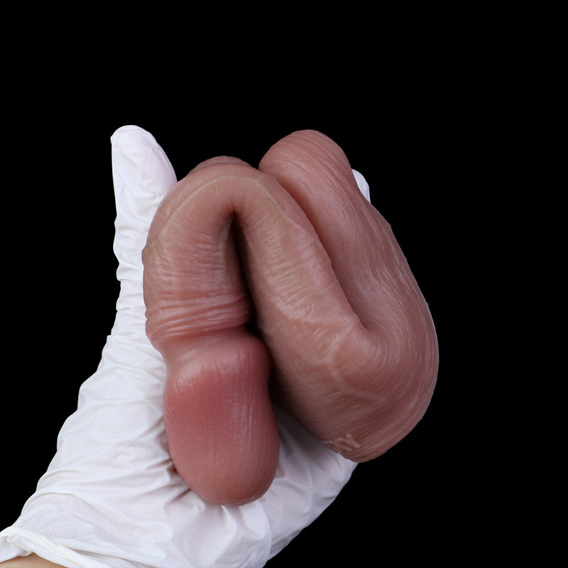 Sun-Kissed Tan Cock Sleeve: Textured Liquid Silicone Penis Girth Enhancer with Base Anchor & Fluid Port for Couples Night In