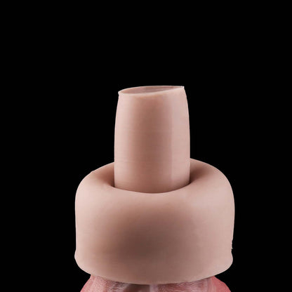 Asymmetric Double Dildo with Balls — Thick End & Long End Platinum Silicone Dual-Headed Dildo for Couples & Lesbian Play