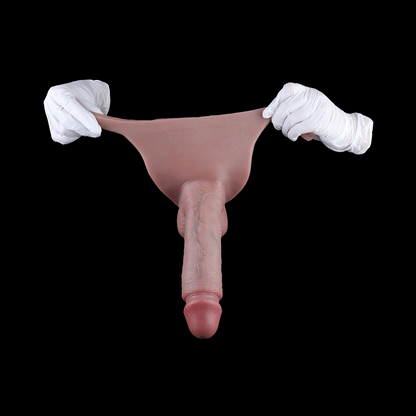 Full-Harness Cock Sleeves | Wearable Hollow Penis Extender with Realistic Skin Texture — Platinum Silicone Enlargement Sleeve for ED & Size Enhancement