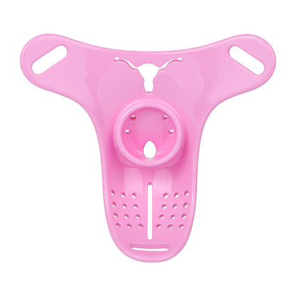 Pink Resin Female Chastity Belt with Stretch Band | Ventilated Orgasm Denial BDSM Toys