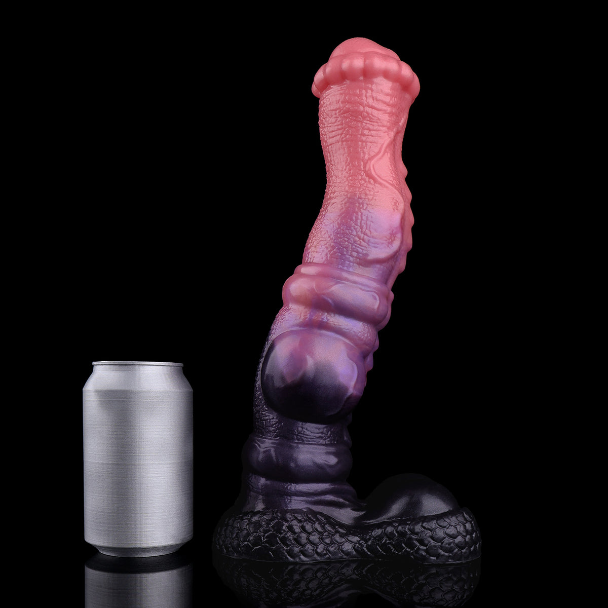 Dildo pour cheval double couche Coral Dusk : Dildo fantastique en silicone en forme d'étalon avec base ventouse
