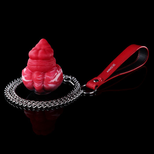 Infernal Lava Silicone Egg with Steel Traction Leash – Multi-Zone Platinum Fantasy Plug for Deep Vaginal, Anal & Oral BDSM Play