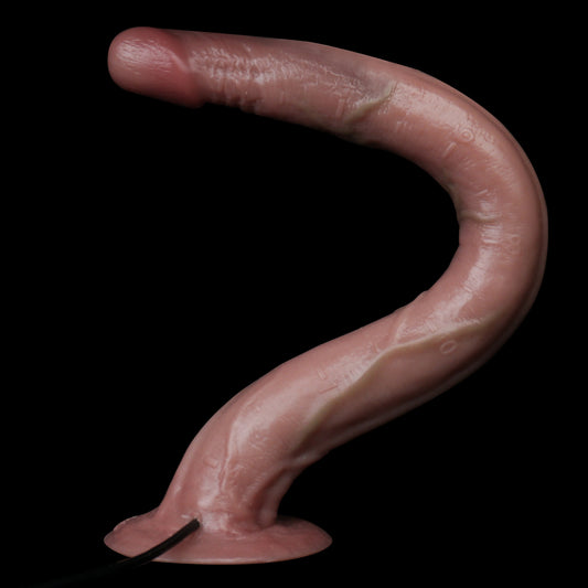 Deep Brown Long Dildo with Live Camera — Dark Skin Tone Endoscope Exploration Shaft, 3MP HD, 8-LED, App-Connected, IP68 Waterproof & Suction Cup in Platinum Silicone