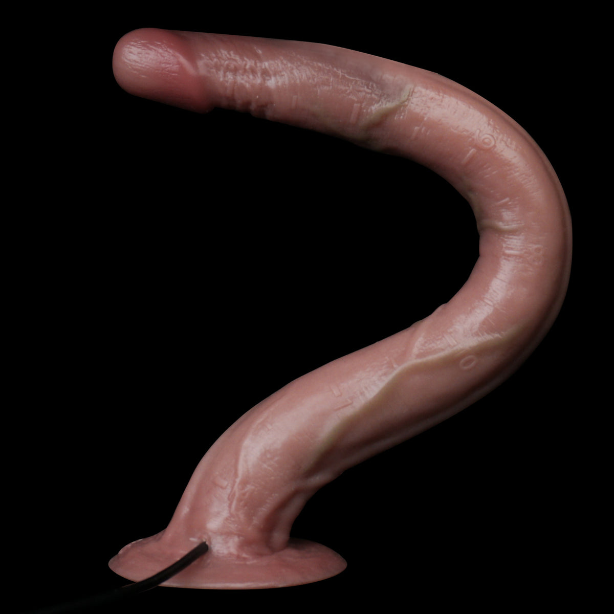 Deep Brown Long Dildo with Live Camera — Dark Skin Tone Endoscope Exploration Shaft, 3MP HD, 8-LED, App-Connected, IP68 Waterproof & Suction Cup in Platinum Silicone