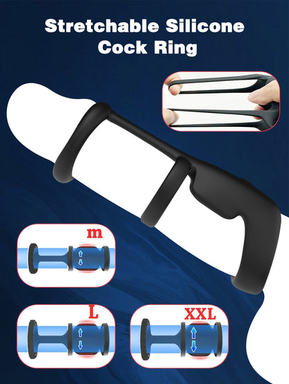 Remote Control Vibrating Cock Rings - Triple Penis Rings Delay Ejaculation Couple Sex Toy