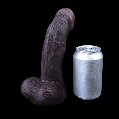Uncircumcised Black Dildo | Foreskin Glans, Oversized Skin-Fold Texture & Thick Vein Shaft — Dual-Layer Platinum Silicone in Deep Grape Purple for Hyper-Realistic Skin Feel