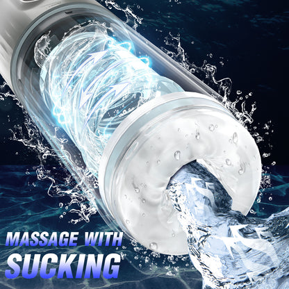 Masturbateur masculin léchant la langue, vibrateur - Douche à eau, massage rotatif du pénis, machine sexuelle de fellation