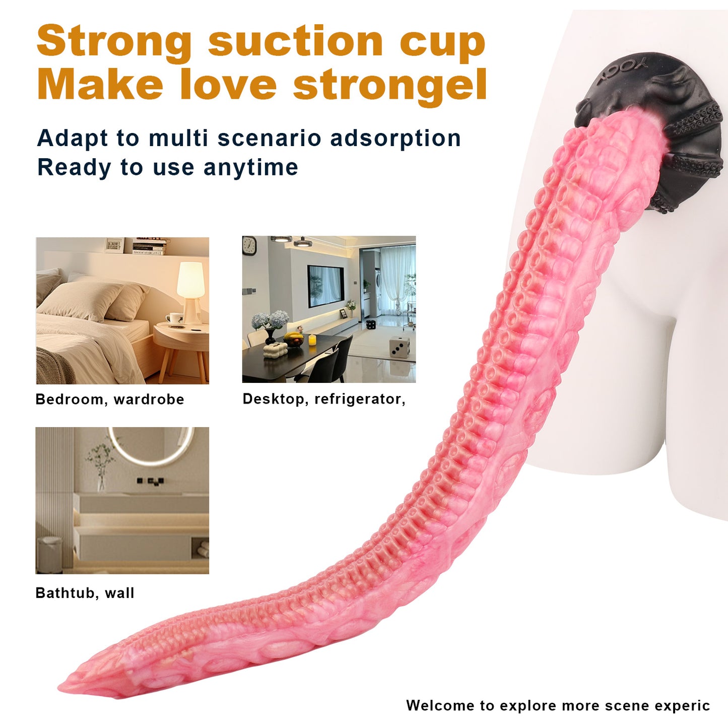 Fantasy Tentacle Long Anal Dildo Butt Plug - Pink Realism Octopus Flared Base Sex Toys for Women