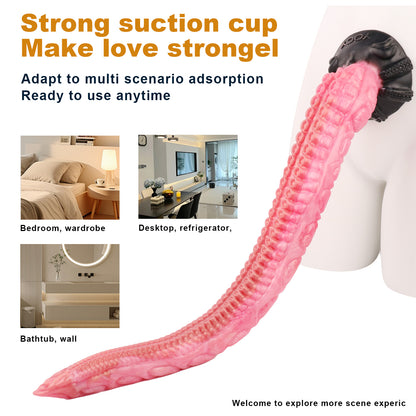 Fantasy Tentacle Long Anal Dildo Butt Plug - Pink Realism Octopus Flared Base Sex Toys for Women
