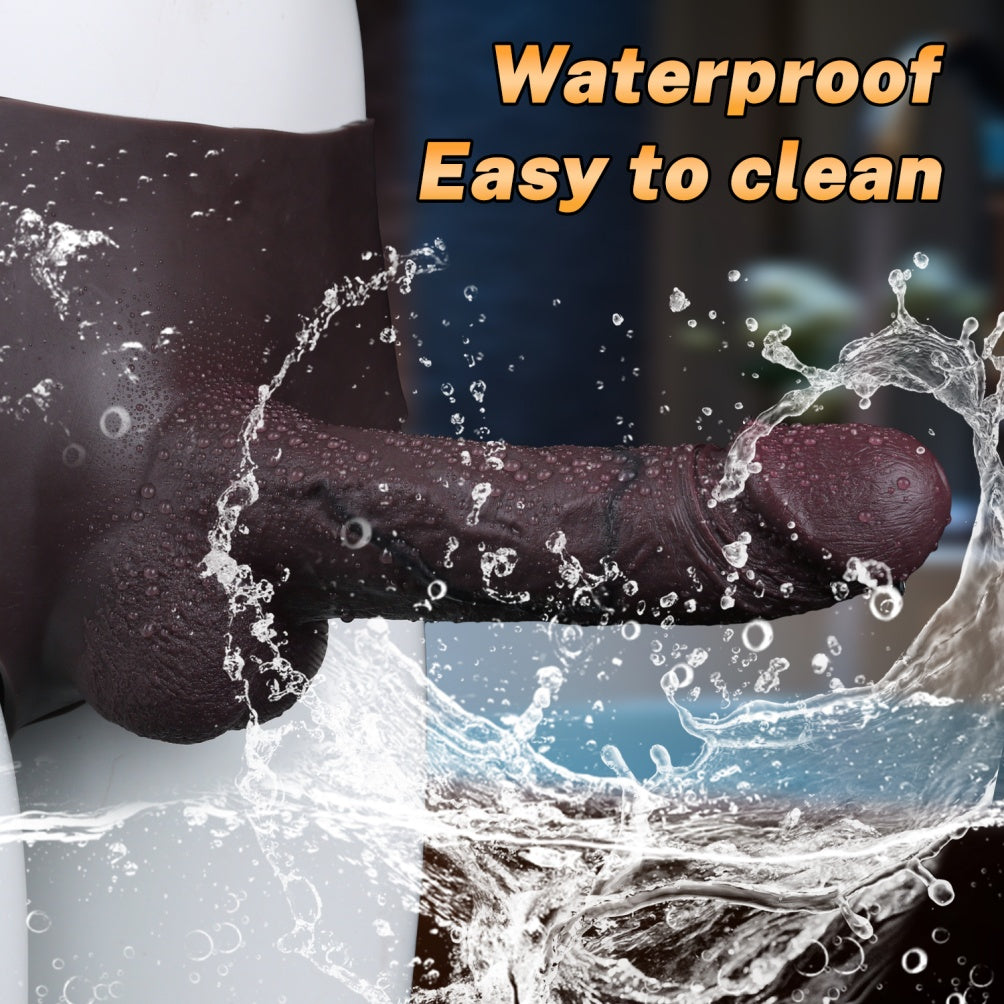 Black Silicone Penis Extension Sheath Underwear - Realistic Touch Male Strap-On Toy