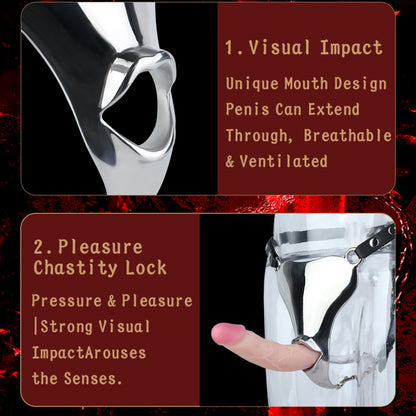 Oral Fantasy Strap-on G-string – Male Chastity Stainless Steel BDSM Toys