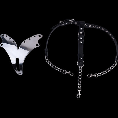 Female Strapon Stainless Steel Crotchless Panties - Couples BDSM Bettie Bondage Set