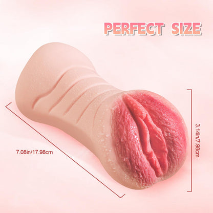 Realistic Pocket Pussy Male Masturbator - 2-in-1 Big Labia Vaginal Sex Oral Sucking Penis Massage