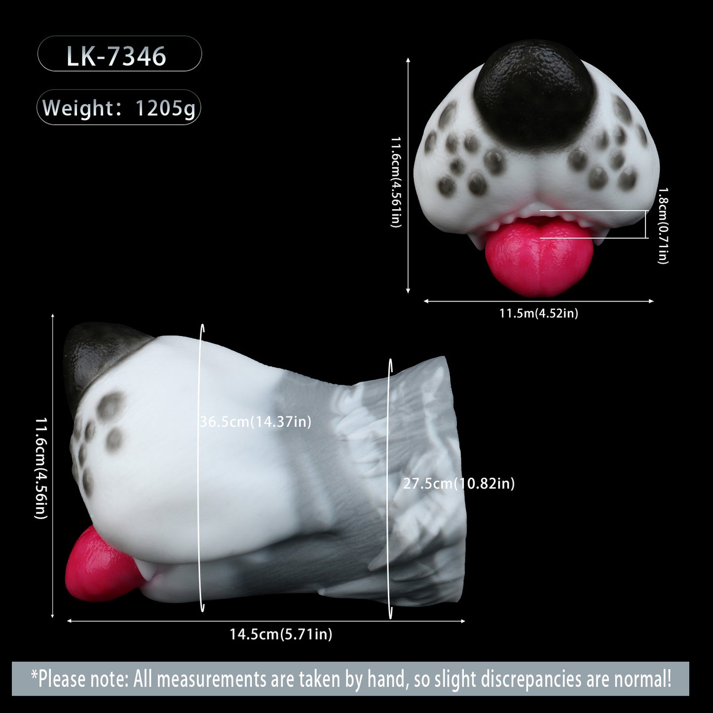 Dalmatian Mouth Pocket Pussy — Platinum Silicone Fantasy Dog Mouth Masturbator with Pink Tongue & Single-Channel Textured Design