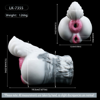 Arctic Wolf Pocket Pussy — Platinum Silicone Fantasy Wolf Rear Masturbator with Dual Channel, Fur Texture & Pink Accent