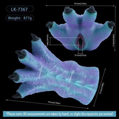 Dragon Claw Pocket Pussy — Platinum Silicone Fantasy Dragon Paw Masturbator with Scale Texture, Black Claws & Dark Red Accent