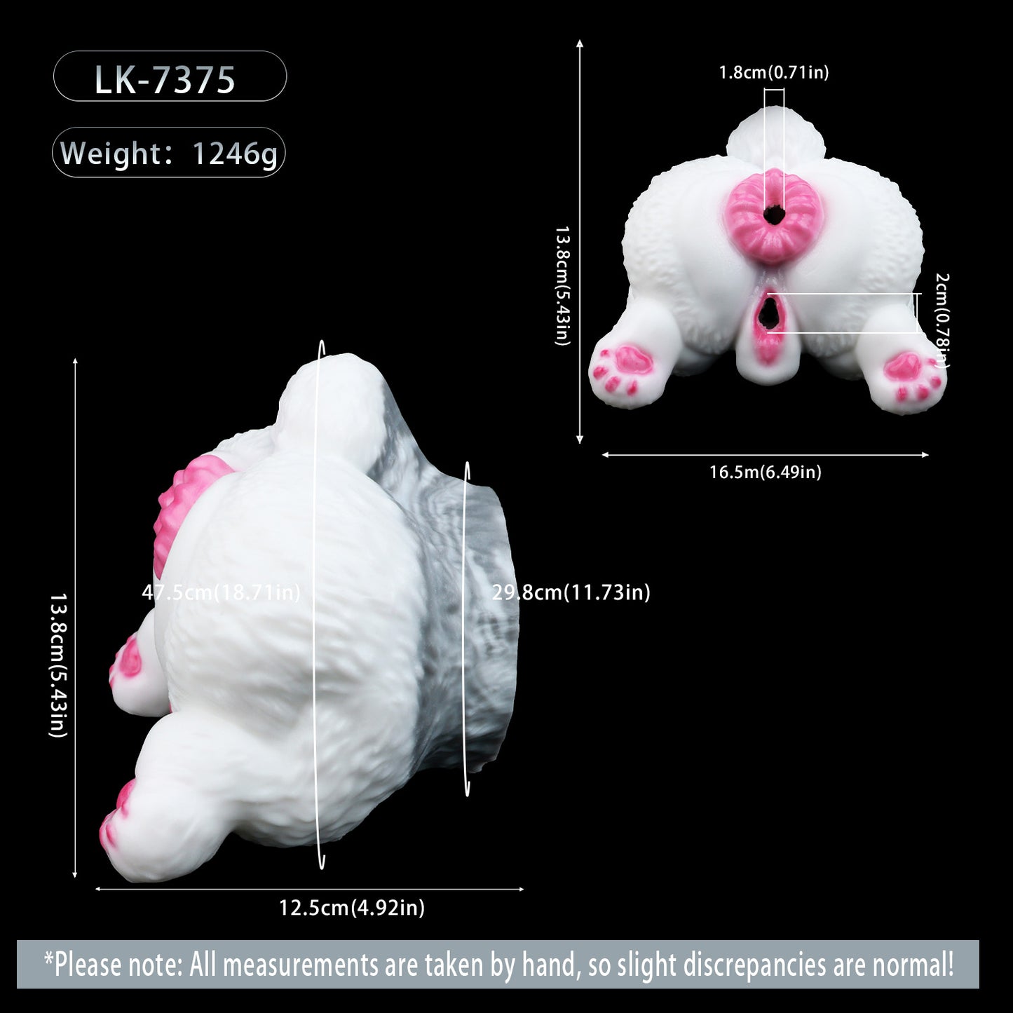 Snow Bunny Sex Dolls — Platinum Silicone Fantasy Rabbit Masturbator with Dual Channel, Fluffy Body & Pink Accent