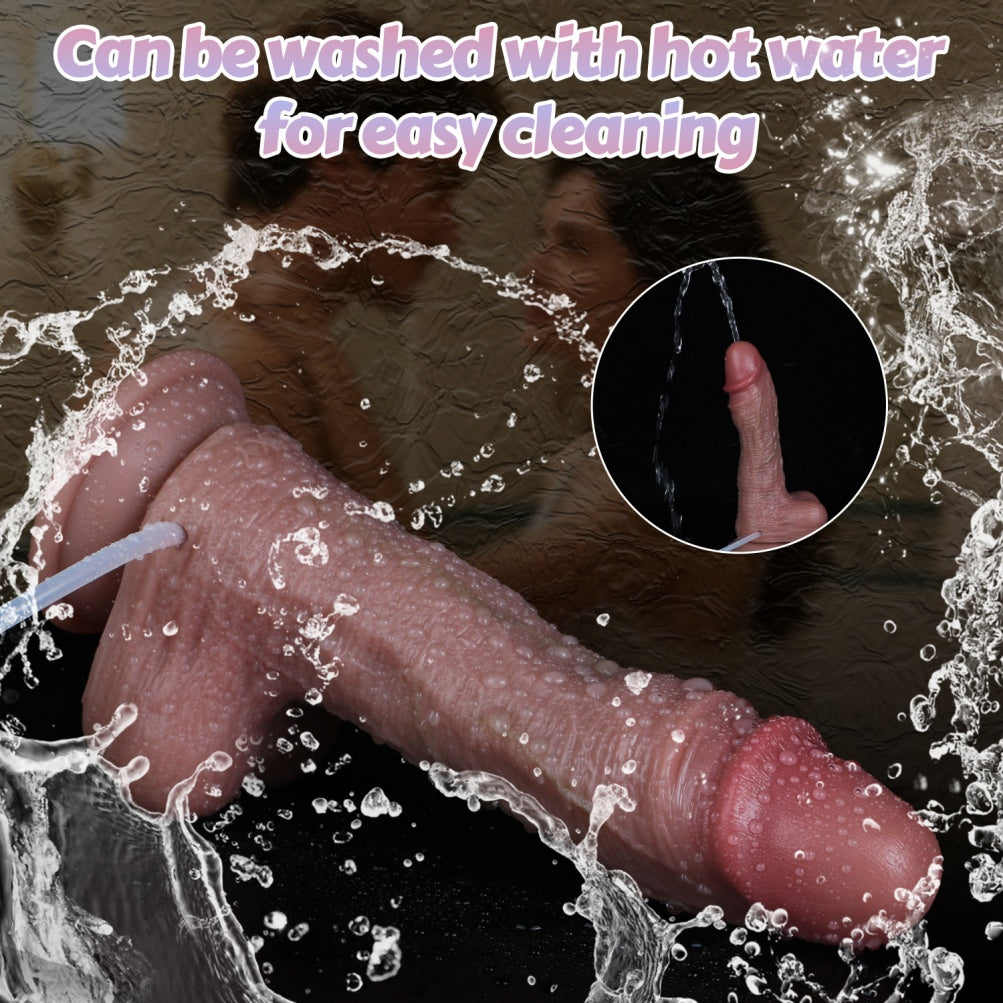 Doppellagiger Saugdildo mit Spritzfunktion – Realistisches Hautgleiten für Solo- oder Partnerspiele