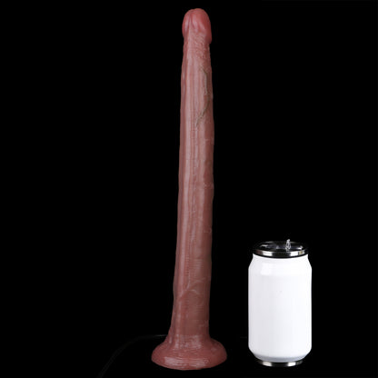 Deep Brown Long Dildo with Live Camera — Dark Skin Tone Endoscope Exploration Shaft, 3MP HD, 8-LED, App-Connected, IP68 Waterproof & Suction Cup in Platinum Silicone