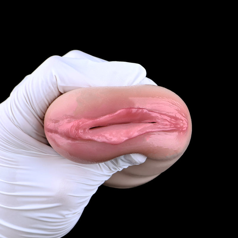 Spiral-Grip Anatomical Pocket Pussy – Platinum Liquid Silicone Stroker with Hand-Crafted Blush Finish