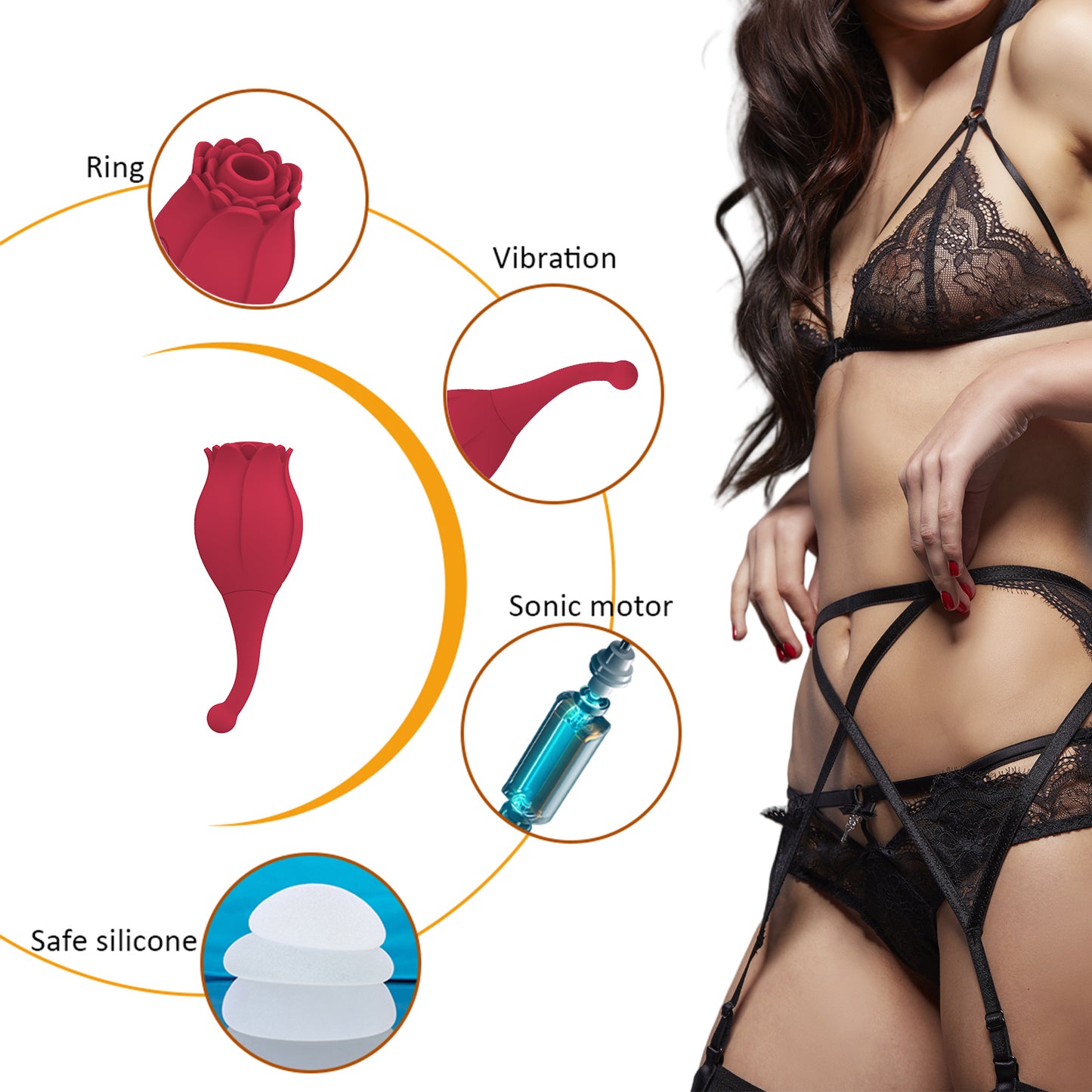Rose Touch Clit Sucking G Spot Vibrator - Dual End Stimulator Female Sex Toys