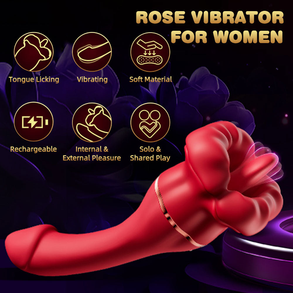 Großer Zungen-Klitorisstimulator, Analdildo, Rosenspielzeug – Doppelter Klitorisvibrator, G-Punkt, Prostatamassagegerät