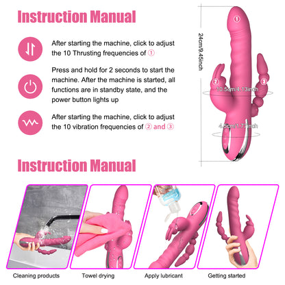 Rabbit-Klit-Stimulator, Analkugeln, stoßender Dildo, G-Punkt-Vibrator – Domust 3-in-1-Analsexspielzeug