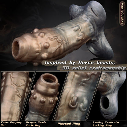 Kit premium de manchon pénien portable et harnais en cuir – Extenseur pénien réaliste en silicone pour augmenter la circonférence, la longueur et l'endurance