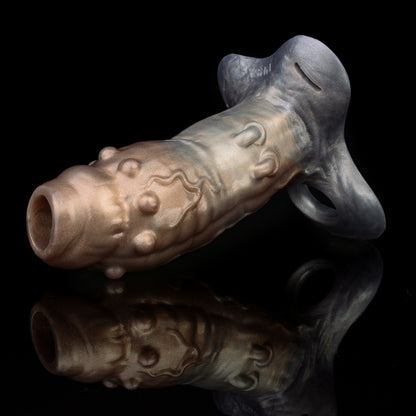 Kit premium de manchon pénien portable et harnais en cuir – Extenseur pénien réaliste en silicone pour augmenter la circonférence, la longueur et l'endurance