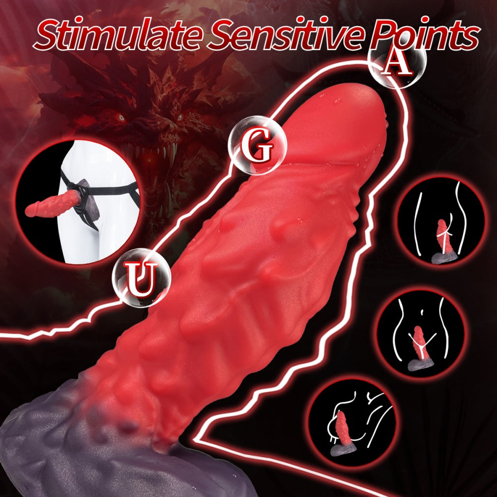 Feuriger Fantasy-Drachen-Dildo mit Saugnapf – Strukturierter Drachenpenis für intensiven G-Punkt- und Analsex.