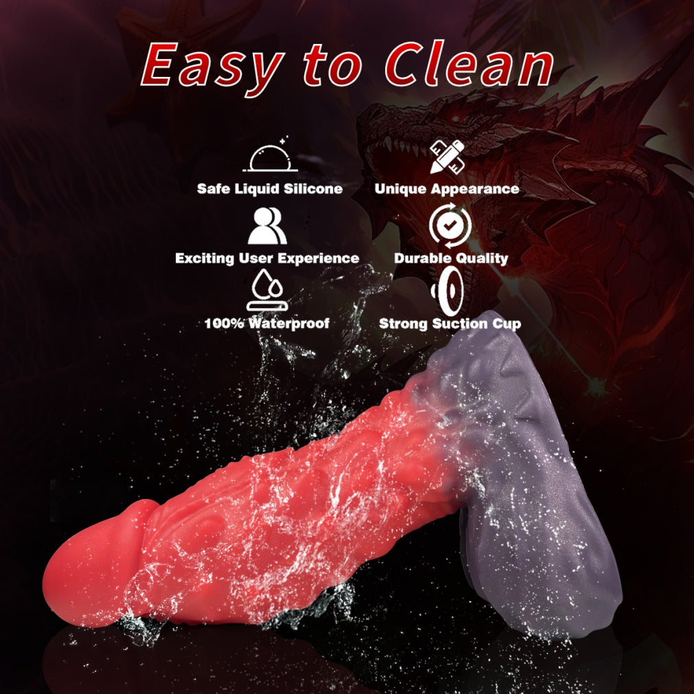 Feuriger Fantasy-Drachen-Dildo mit Saugnapf – Strukturierter Drachenpenis für intensiven G-Punkt- und Analsex.